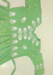 Green Embroidered Kurta Set