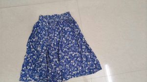 Blue Floral Print Skirt