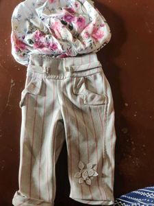 Floral Top &amp; Striped Pant Set
