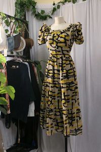Abstract Print Chiffon Midi Dress