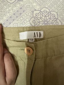 AND Beige Solid Trousers