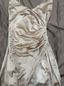 Champagne Satin Mini Dress