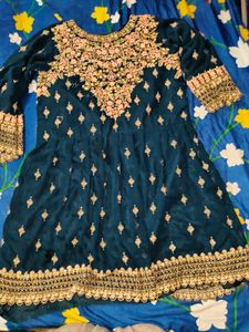 Gorgeous Embroidered Pakistani Teal Dress