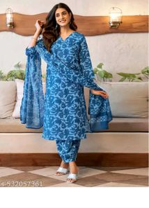 Blue Printed Kurta Set
