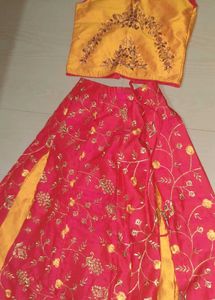 Red &amp; Gold Embroidered Indian Skirt