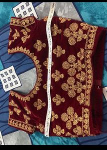 Elegant Cherry Red &amp; Gold Lehenga Set