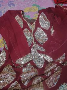 maroon duppata set