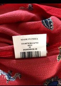 Red Floral Tie-Sleeve Blouse