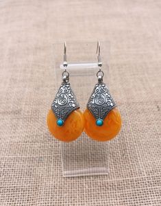 Yellow/amber Tibetan Silver And Turquoise