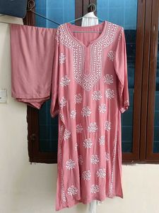 Pink Embroidered Kurta Set