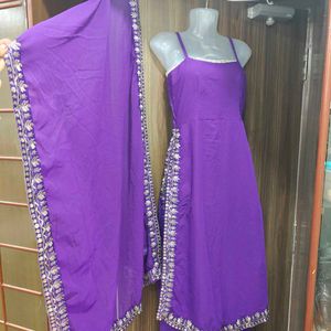 Purple Embroidered Kurta Set