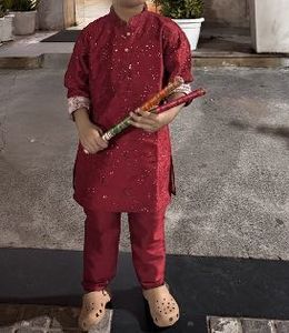 Maroon Embellished Kurta Set