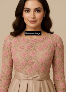 Elegant Pink & Cream  Lace Dress