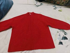Mango Red Knit Pullover Sweater