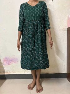 Green Floral Print Maternity Dress