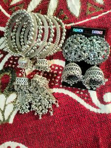 Beautiful Oxidised Latkan Bangle And Jhumka
