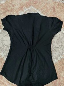 Solid Black Snatched Back Shirt