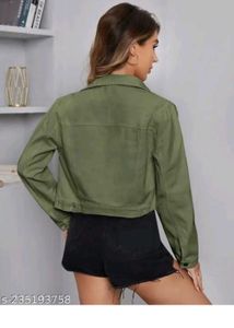 Olive Green Denim Jacket women