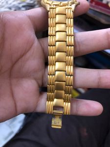 23k Gold Plated Diamond Studed Quartz Watch (New Packed)