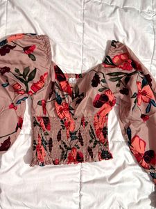 Blush Bloom Puff Sleeve Top
