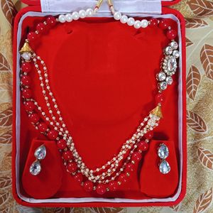 Red Necklace With Earrings