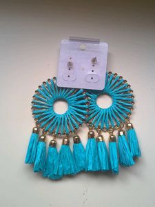 Blue Tassel Earrings