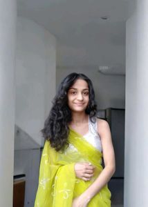 Lime Green Embroidered Saree