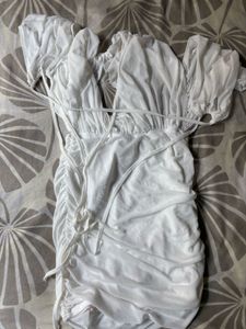 White Halter Mini Dress