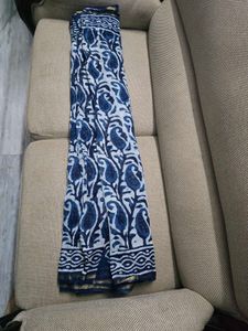 Indigo Hand block Saree