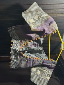 Elegant Purple &amp; Green Sari Blouse