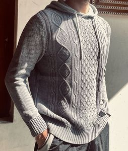 ROADSTER Men Grey Self-Design Hooded sweater