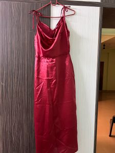 Maroon Satin Dress