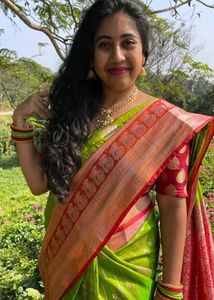 Elegant Green &amp; Red Saree