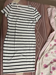 Korean Stripe Tshirt Dress Women - must Grab