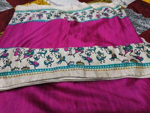 Pink Printed Saree With Beautiful Border