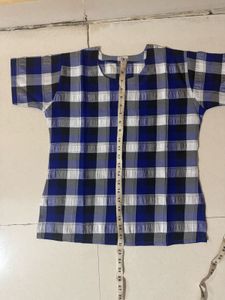 Blue Plaid Casual Top