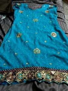 Teal Indian Embroidered Dress
