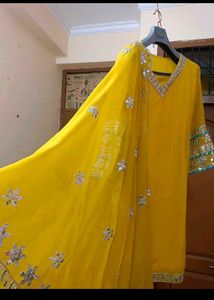 Yellow Embroidered Indian Suit