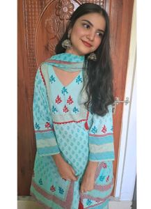New Light Blue Kurta Set with Dupatta🌼