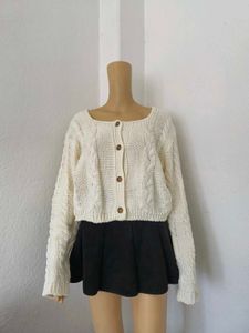 Square Neck Knitted Cardigan
