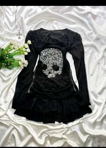 Emo / Gothic Skull Embellished Black Top
