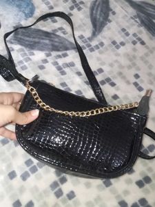 Black Embellished Chain Bag