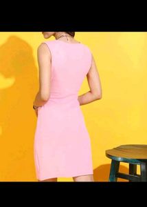 Women Skater Pink Sleeveless Dress