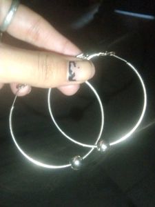 Silver Hoop Earrings with Beads