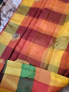 New Embroidered Checkered Saree