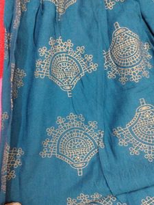 Blue Printed Long Skirt