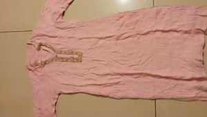 Pink Embroidered Kurtha Top