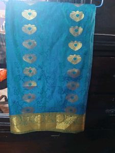Elegant Blue & Gold Saree