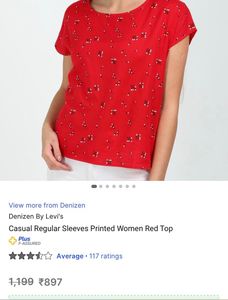Levi’s Casual Regular Red Top With Roll Up Sleeves