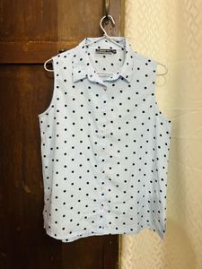 Polka Dot Sleeveless Shirt